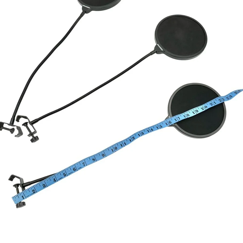 Microphone Pop Filter Trio Flexible Gooseneck Clamp Studio Recording Accessory